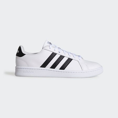 Tênis Adidas Grand Court Masculino Branco Listras EW0556