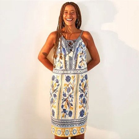 Vestido Farm Curto Azulejo Tropical