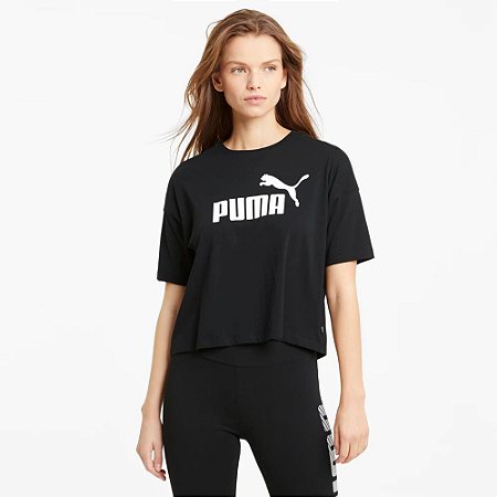 Camiseta Cropped Puma Logo Tee Feminina Preta