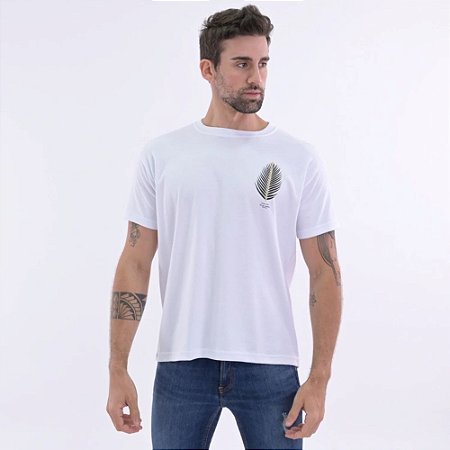 Camiseta Osklen Big Shirt Folha Palmeira Masculina Branca