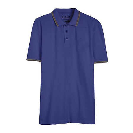 Polo Ellus Piquet Melange Easa Frisos Masculina Azul Médio