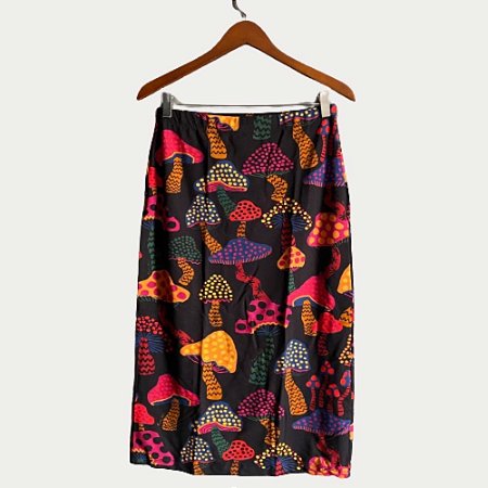 Saia Farm Reta Midi Cogumelos Coloridos