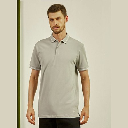 Polo Forum Slim Básica Masculina Cinza Foggy