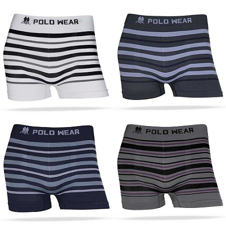 Kit 4 Cuecas Boxer Polo Wear Masculina