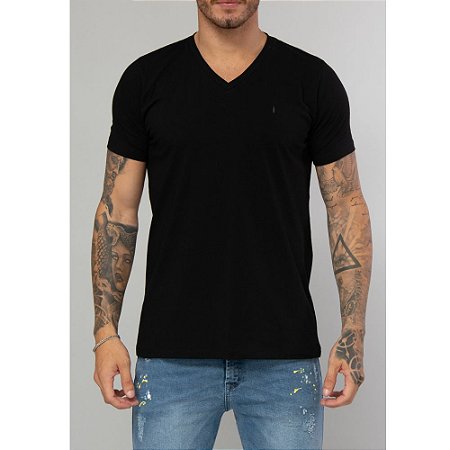 Camiseta Red Feather Básica Gola V Preta