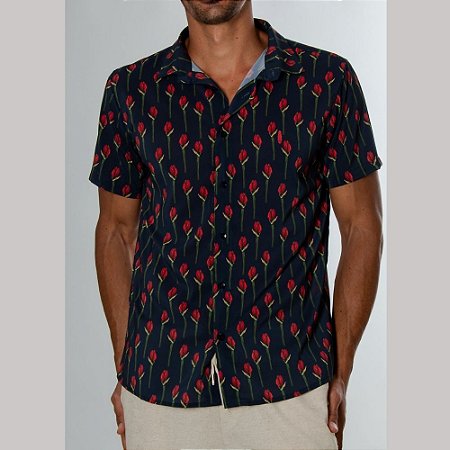 Camisa Casual Red Feather Rosebud Masculina