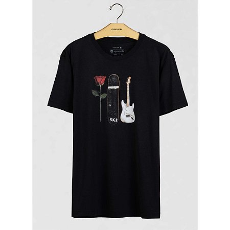 Camiseta Osklen Vintage Rose SK8 Guitar Masculina