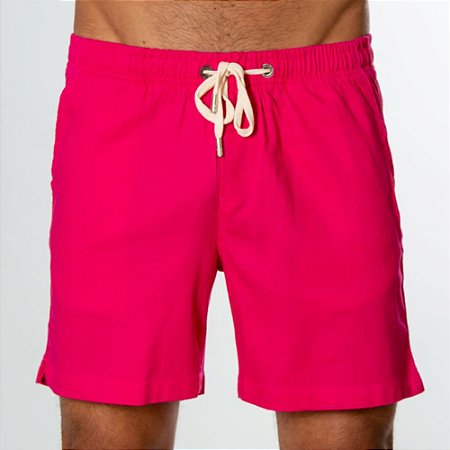 Short Red Feather Linho Masculino Pink