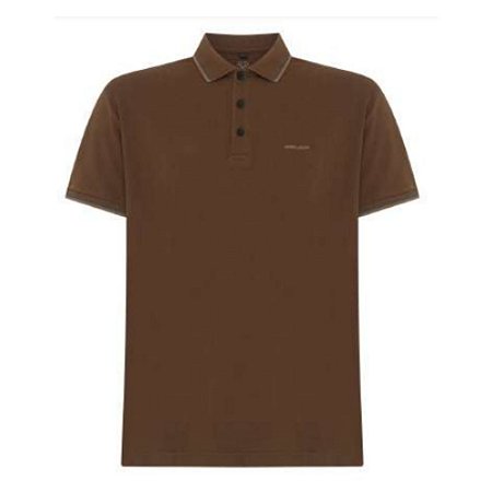 Polo John John 2 Lines Cravo Masculina Marrom Escura