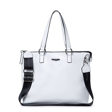 Bolsa Ellus Tote Bag Soft Techno Leather Feminina Branca