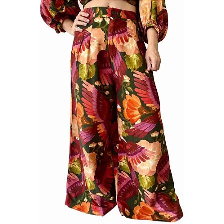 Calça Pantalona Farm Beleza Das Araras Estampada