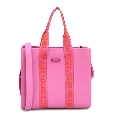 Bolsa Colcci Cairo Logomania Feminina Rosa Ultra