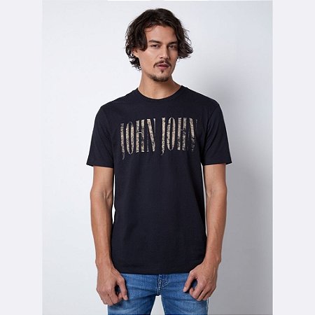 Camiseta John John Logo Masculina Preta