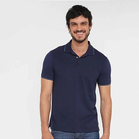 Polo Ellus Piquet Easa Frisos Classic Masculina Azul