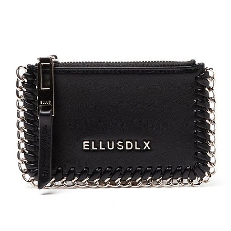 Carteira Ellus Card Holder Chains Techno Leather Preta