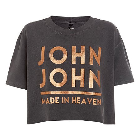 Camiseta John John Line Feminina Cinza Escuro
