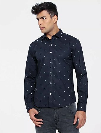 CAMISA ELLUS SAVANNAH SLIM NEW ITALIAN DARK NAVY