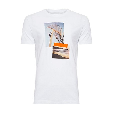 Camiseta Osklen Slim Stone Beach Pics Masculina Branca