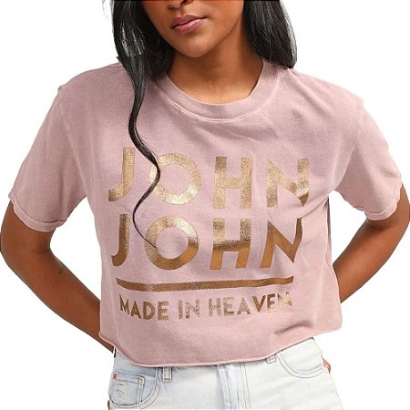 Camiseta John John Cropped Penny Feminina Rose