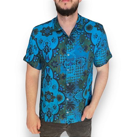 Camisa Ellus Nipo Flower Masculina