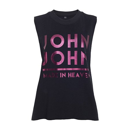 Camiseta John John JJ Line Feminina Preta - Dom Store Multimarcas