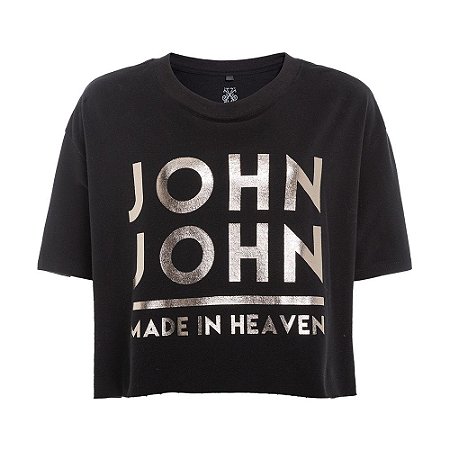 Camiseta John John JJ Line Feminina Preta - Dom Store Multimarcas Vestuário  Calçados Acessórios
