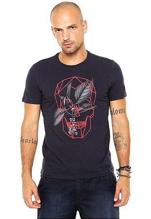 Camiseta Ellus Geo Caveira Azul-Marinho