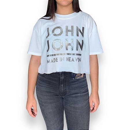 Camiseta John John Cropped Penny Feminina Off White