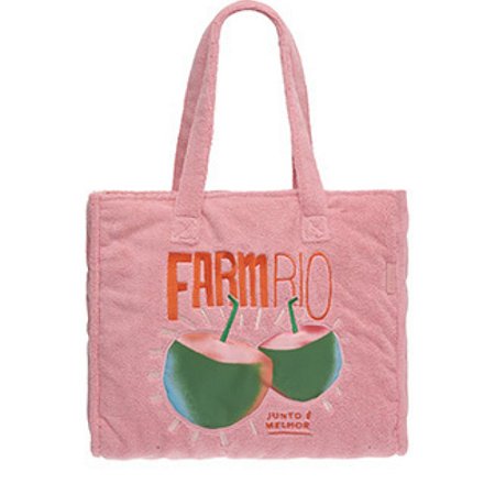 Bolsa Farm Totebag Praiana Floral de Renda Rosa