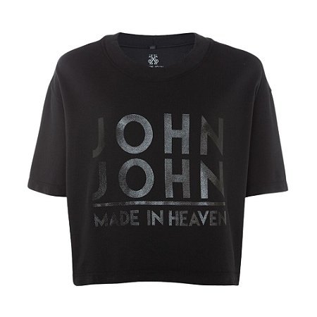 Camiseta John John JJ Line Feminina Preta - Dom Store Multimarcas Vestuário  Calçados Acessórios
