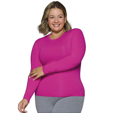 Camiseta Selene Proteção Uv - Plus Size Feminina Pink Neon