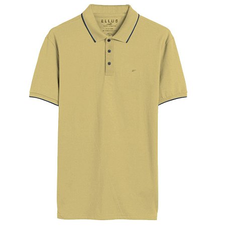 Polo Ellus Piquet e Asa Friso Classic Masculina Amarelo