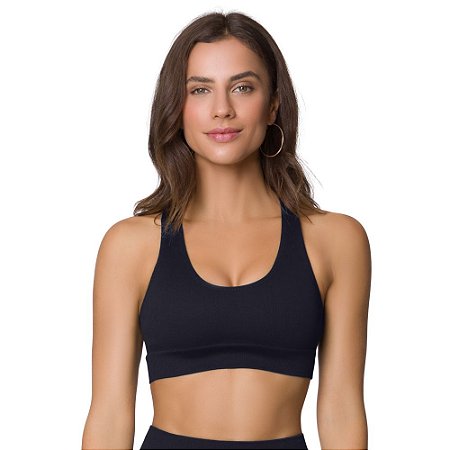 Top Nadador Sem costura Selene Feminino Preto