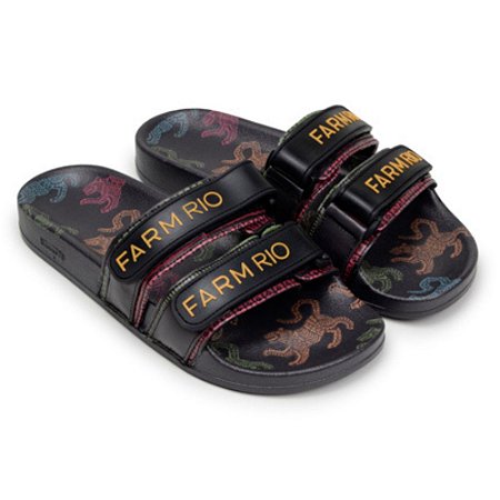 Chinelo Slide Farm Duplo Passadena Onça Feminino