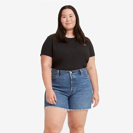 Camiseta Levi's The Perfect Plus Size Manga Curta Preto