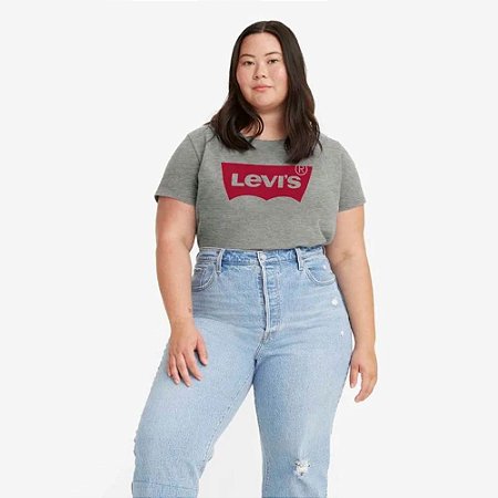 Camiseta Levi's Clássica Perfect Plus Size Feminina Cinza