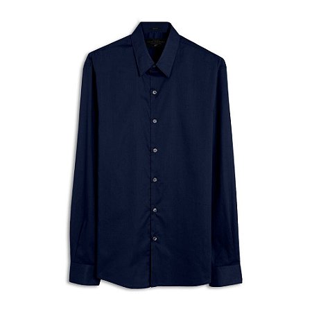 Camisa Ellus Tricoline Slim Irish Masculina Azul