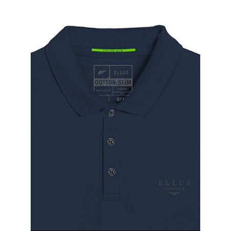 Polo Ellus Cotton Slim Easa Masculina Azul