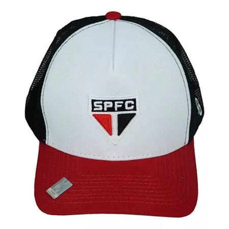 Boné São Paulo SPFC Branco e Vermelho Masculino