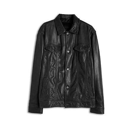 Jaqueta Ellus Leather Natural Trucker Masculina Preto
