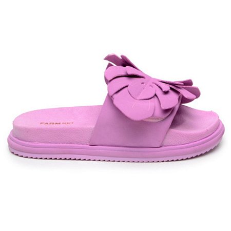 Chinelo Slide Farm Monstera Feminino Hortencia Rosa