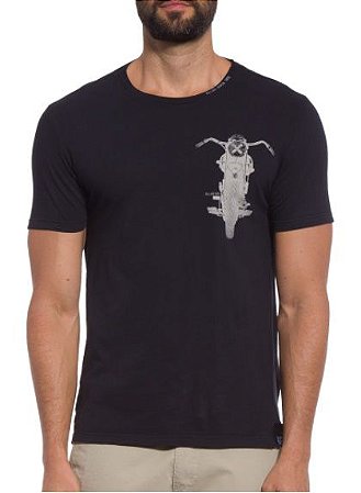 CAMISETA MASCULINA COTTON FINE MOTORCYCLE CLASSIC - PRETO