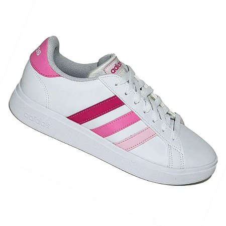 Tênis Adidas Grand Court Base 2.0 Feminino Branco Rosa