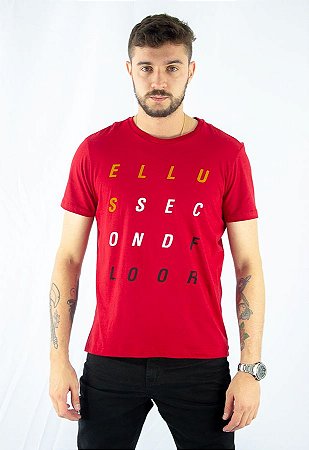 Camiseta Ellus 2nd Floor BÁSICA LETTERS VERMELHA MASCULINA
