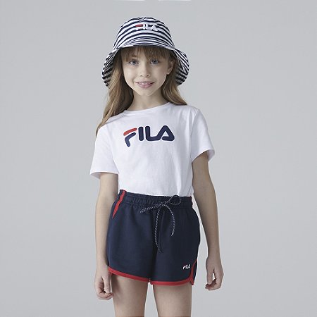 Camiseta Fila Letter Premium Infantil Branca