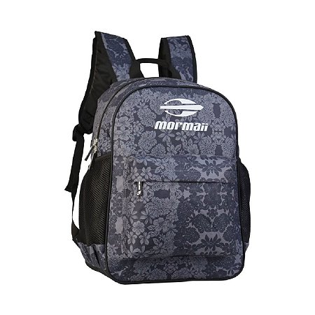 Mochila Mormaii Casual de Costas Floral Preta Cinza