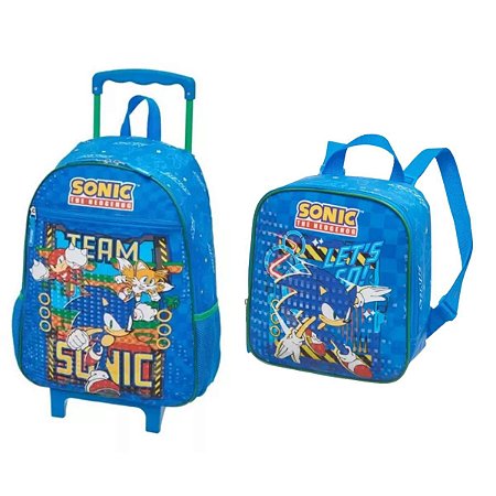 Mochila Carrinho e Lancheira Sonic Squad