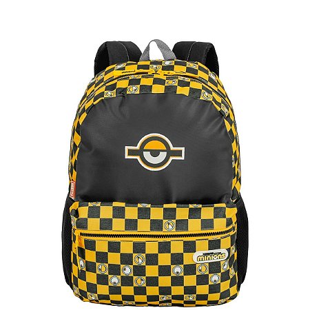 Mochila Grande Minions Chess Sestini Preta Amarela
