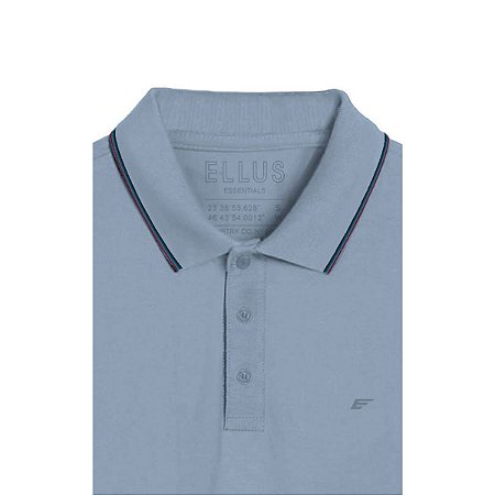 Polo Ellus Piquet e Asa Friso Classic MC Masculina Cinza