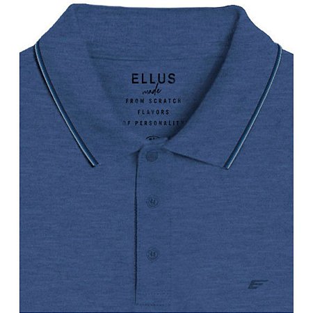 Polo Ellus Piquet Frisos e Asa Classic MC Masculina Azul